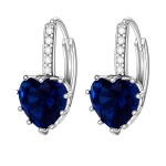 Náušnice Swarovski Elements Elizabeth Sapphire - srdíčko, Tmavě modrá