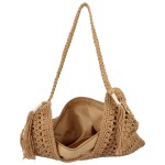 Módní dámská boho kabelka na rameno Ibolya, béžová