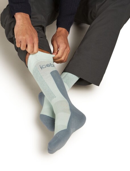 Pánské merino turistické ponožky ICEBREAKER Mens Hike+ Medium Crew, Mint/Blue Ash velikost: 42-44 (M)