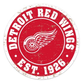Mustang Cedule Detroit Red Wings NHL 22" Round Distressed Logo