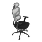 Kancelářská židle, šedá síťovina, černý plast, kolečka na tvrdé podlahy