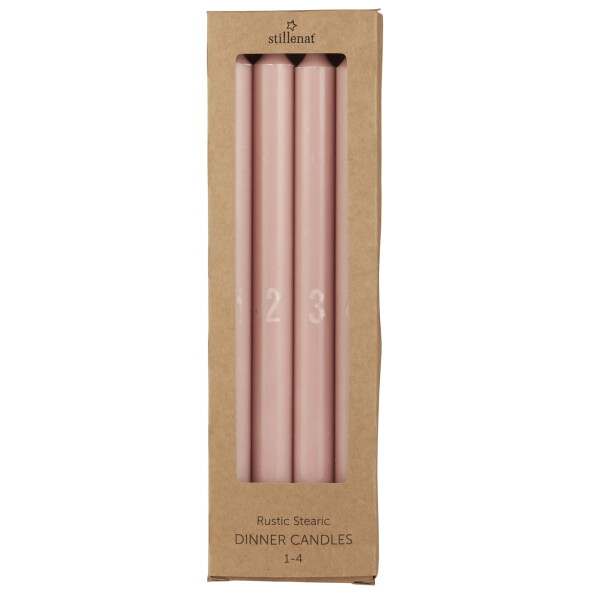 Ib Laursen Adventní svíčky 1-4 Rosa Malva – set 4 ks, růžová barva, vosk