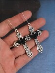 Ptakoviny.cz Náušnice kříž černo stříbrné