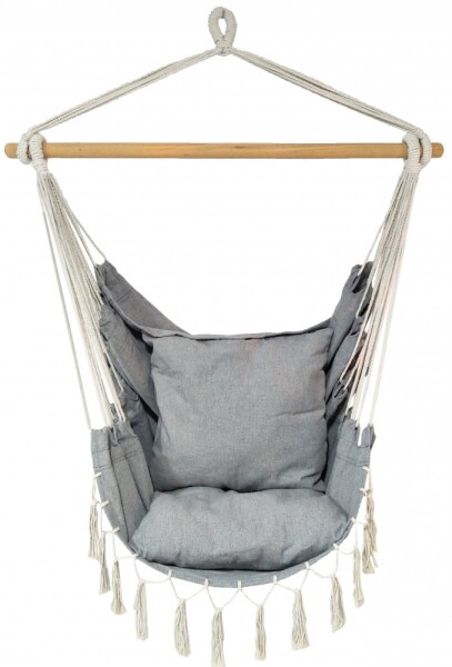 Závěsné křeslo s polštářem světle šedé barvy