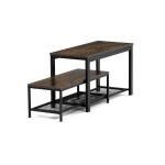 Botník 2 police, MDF dekor staré dřevo, kov - černý matný lak