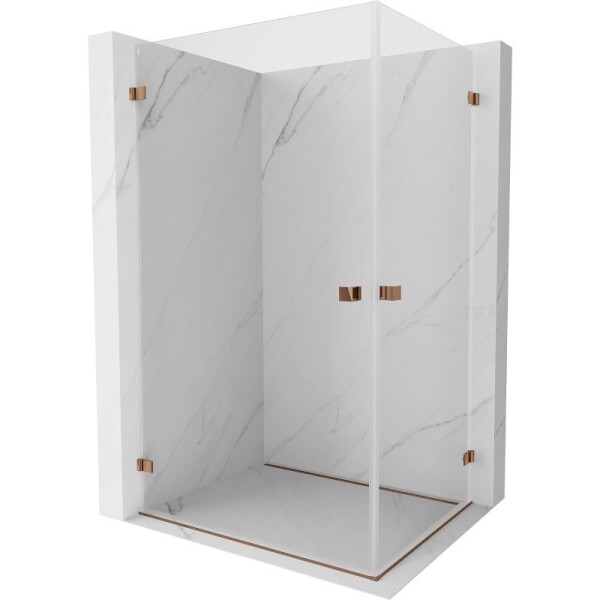 MEXEN/S - Lunar-B Duo sprchový kout dveře křídlové 90 x 80, transparent, růžové zlato 832-090L-080P-60-00