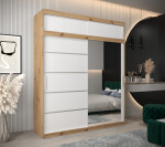 Šatní skříň Abi V2 s nástavcem Barva korpusu: Černá, Rozměry: 100 cm, Dveře: Bílá