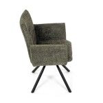 Židle jídelní, zelená látka, černý kov, otočný mechanismus 90°/90° (L/P) - funkce reset