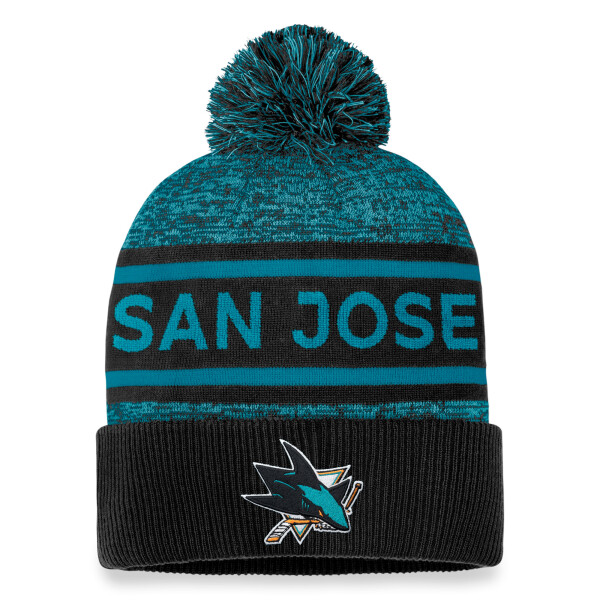 Fanatics Pánská zimní čepice San Jose Sharks Authentic Pro Rink Heathered Cuffed Pom Knit