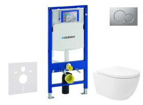 GEBERIT - Duofix Set předstěnové instalace, klozetu Oudee Vortex a sedátka softclose, tlačítko Sigma01, lakovaný matný chrom SANI11CA1149