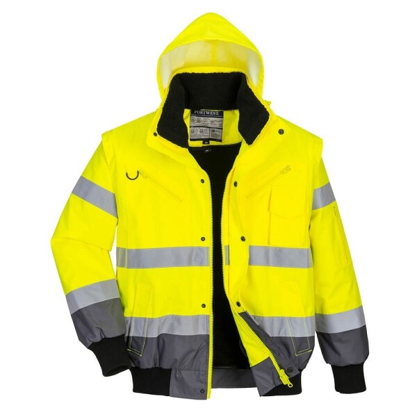 Portwest Portwest C465 Bunda 3v1 Bomber Hi-Vis Contrast žlutá/tm.modrá