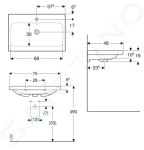 GEBERIT - iCon Umyvadlo na desku 750x480x160 mm, s přepadem, s otvorem pro baterii, KeraTect, bílá 501.848.00.2