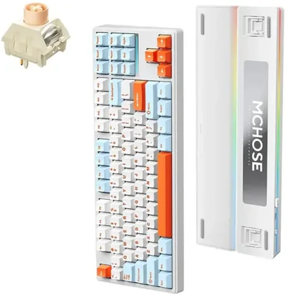 MCHOSE MC-K87 Icy Creamsicle barevná / herní bezdrátová klávesnice / mechanická / Icy Creamsicle / 2.4GHz / BT / US Layo (MC-K87-5)