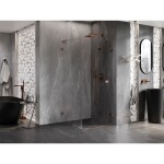 MEXEN/S - Lunar-F L sprchový kout skládací dveře pravá 70 x 70, transparent, růžové zlato 836L-070-070-60-00-P