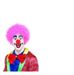 Růžová kudrnatá klaunská paruka