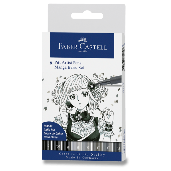 Popisovač Faber-Castell Pitt Artist Pen Manga 8 kusů, Manga Basic