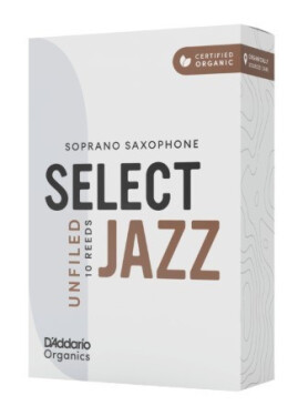 D'Addario ORRS10SSX3H Organic Select Jazz Unfiled Soprano Saxophone Reeds 3 Hard - 10 Pack