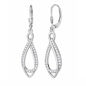 Stříbrné visací náušnice se zirkony Sandrine - stříbro 925/1000, Stříbrná
