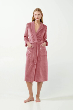 Dámský sametový župan 21143 Pudr růžová - Vamp pudrovo-růžová M