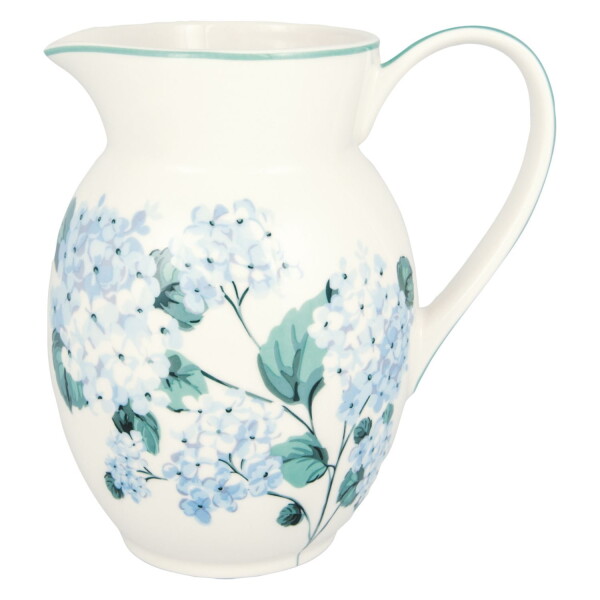 GREEN GATE Porcelánový džbán Liliana White 1,5 l, modrá barva, porcelán