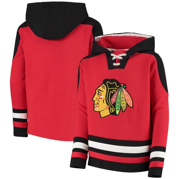 Outerstuff Dětská Mikina Chicago Blackhawks Lace-Up Pullover Hoodie Red Velikost: Dětské let)