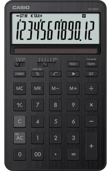 Casio JW-200DQ-BK černá / Stolní kalkulačka / 12místný displej / DPH a marže (JW-200DQ-BK)