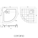 CERANO - Sprchová vanička samonosná čtvrtkruhová Arvo - SMC/minerální kompozit - strukturovaná bílá - 79,5x79,5x14 - s nožičkami CER-679508