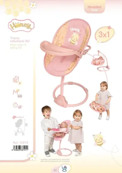 DECUEVAS 51570 Židlička a houpačka pro panenky Honey 2026