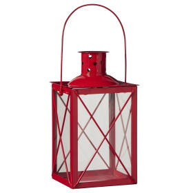 Ib Laursen Lucerna Small Square Red, červená barva, sklo, kov