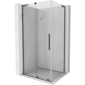MEXEN/S - Velar L sprchový kout, posuvné dveře 120 x 75, transparent, grafit metal 871-120-075-03-95