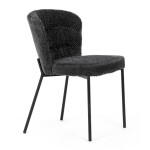 Židle jídelní, šedá látka, černé kovové nohy.