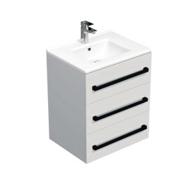 Koupelnová skříňka s černou úchytkou a umyvadlem SAT Cube Way 60x76,5x46 cm bílá lesk CUBE46C603BIMOD CUBE46C603BIMOD
