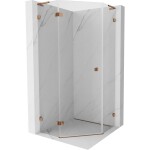 MEXEN/S - Lunar L sprchový kout pětiboký křídlový levá 80 x 80, transparent, růžové zlato 831L-080L-080P-60-00-L