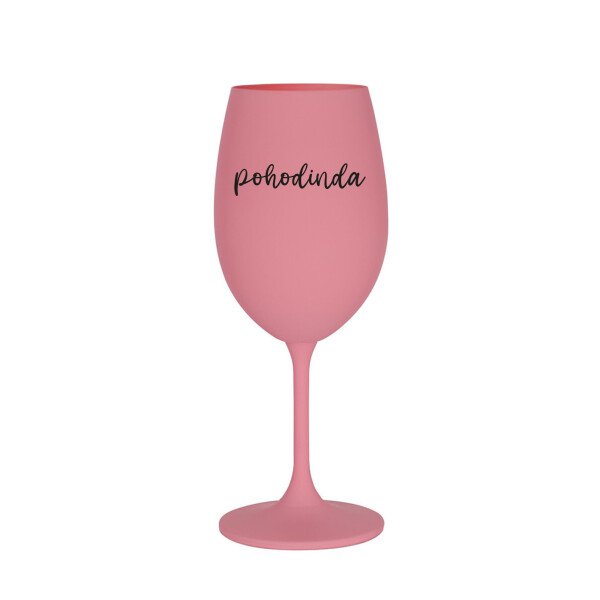 POHODINDA - růžová sklenice na víno 350 ml