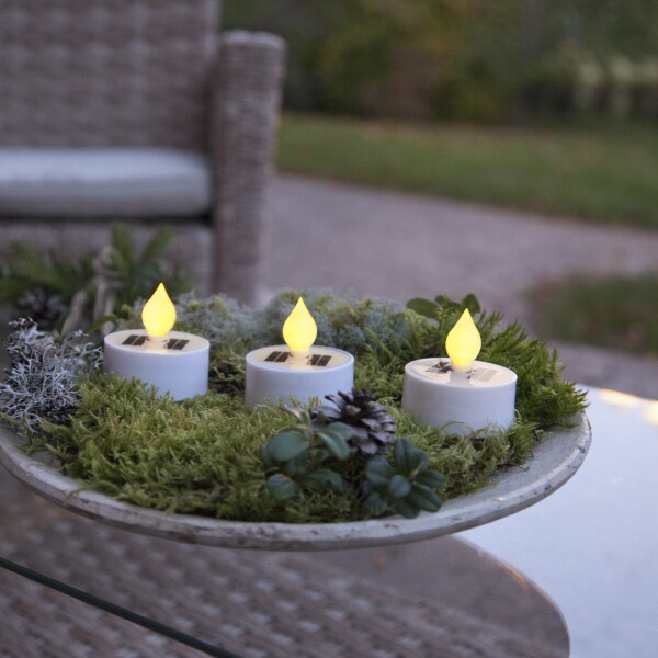 STAR TRADING LED čajové svíčky Saul – set 3 ks, bílá barva, plast