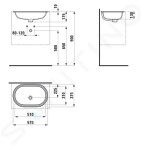 Laufen - Savoy Umyvadlo vestavné 510x310 mm, s přepadem, bez otvoru pro baterii, bílá H8189450001091