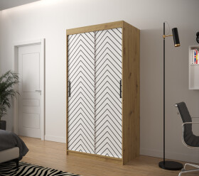 Šatní skříň Abi Jodelka 1 Barva korpusu: Dub artisan, Rozměry: 100 cm, Dveře: Bílá mat