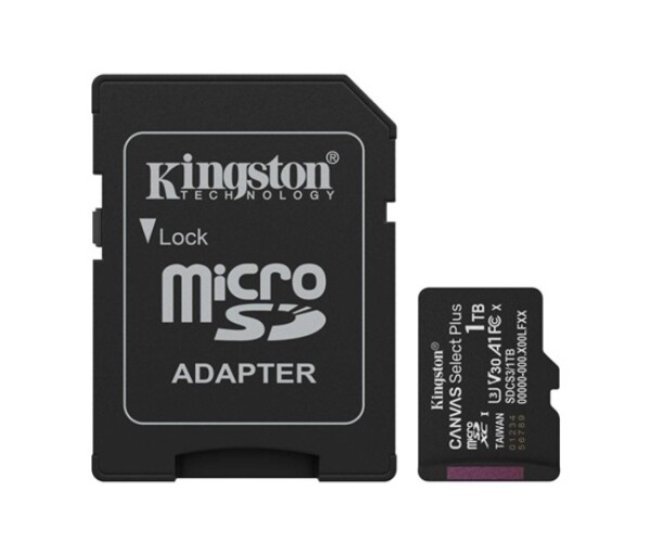 Kingston MicroSDXC karta 1TB Canvas Select Plus, U3, V30, A1, SD Adaptér EDF_443767
