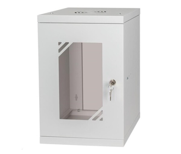 LEXI-Net 10" nástěnný rozvaděč Basic 9U 292x300, skleněné dveře, bez zad, svařovaný, šedý EDF_10102485