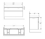 GEBERIT - Smyle Square Umyvadlová skříňka, 118x47x62 cm, 2 zásuvky, pískově šedá 500.356.JL.1