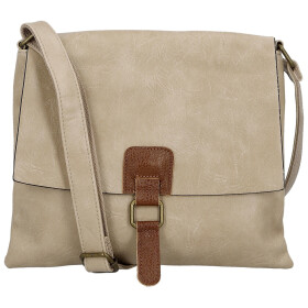 Trendy dámská koženková crossbody kabelka Ada, tmavě béžová