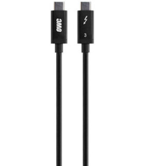 OWC kabel Thunderbolt 3 (0.7m) černá / 2x USB 3.0 Typ-C (samec) s podporou TB3 (OWCCBLT3PC0.7BP)