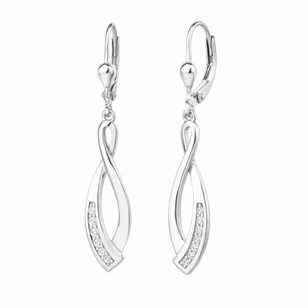 Stříbrné visací náušnice se zirkony Lina - stříbro 925/1000, Stříbrná