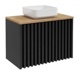 Koupelnová skříňka s dubovou krycí deskou SAT Delano 80x56x45 cm černá DELANO80ZCDE DELANO80ZCDE
