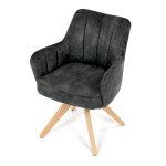 Židle jídelní, otočný mechanismus 360°, taštičkové pružiny v sedáku, tmavě zelená látka, noha masiv dub