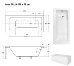 HOPA - Obdélníková vana TALIA - Nožičky k vaně - Bez nožiček, Rozměr vany - 170 × 75 cm VANTAL17