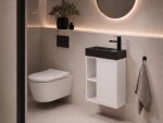 CERANO - Umyvadlová skříňka pro WC Sofia - bílá matná + umyvadlo z litého mramoru Sofia - černá matná - 50x70x25 CER-455058