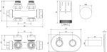 MEXEN/S - G05 úhlová termostatická souprava pro radiátor/středová + krycí rozeta R, Duplex, DN50, antracit W908-958-905-66