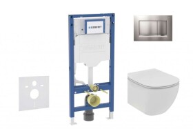 GEBERIT - Duofix Set předstěnové instalace, klozetu Tesi a sedátka softclose, tlačítko Sigma30, matný chrom/chrom SANI11CD2114