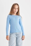 DEFACTO Girl's Crew Neck Basic Ribbed Camisole Long Sleeve T-Shirt